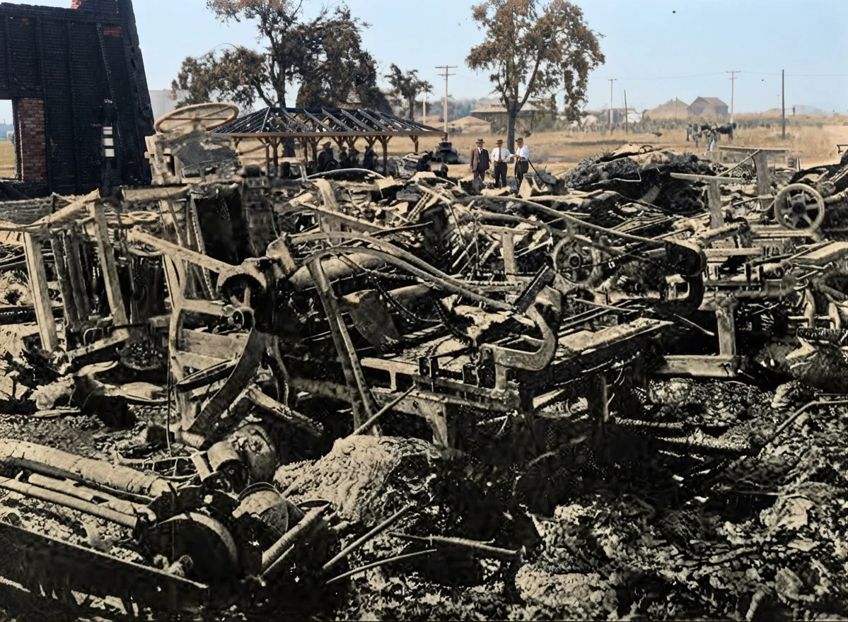 A VIEW OF THE BURNED INTERIOR.