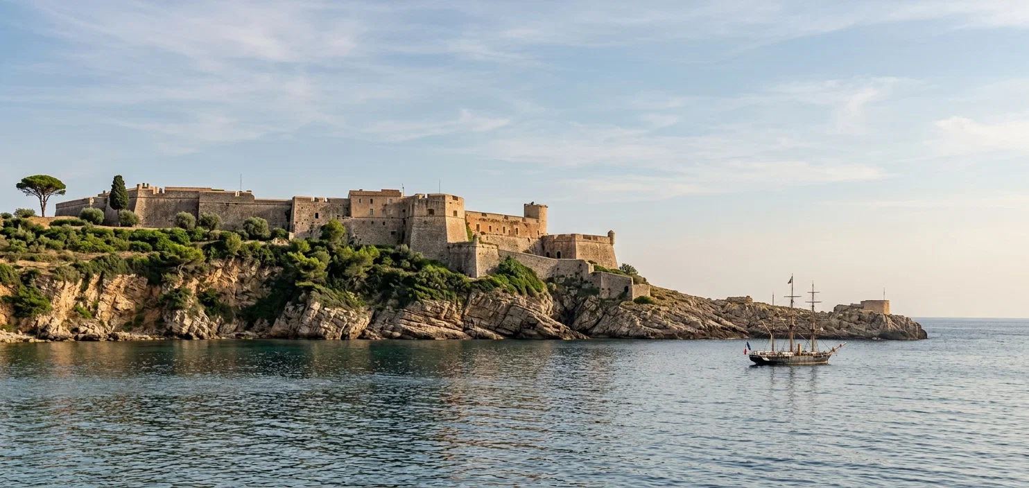 AN OLD FORTRESS AT MYTILENE POINT, OF WHICH ENGLISH WAR-SHIPS LAY IN 1877, DURING THE RUSSO-TURKISH WAR