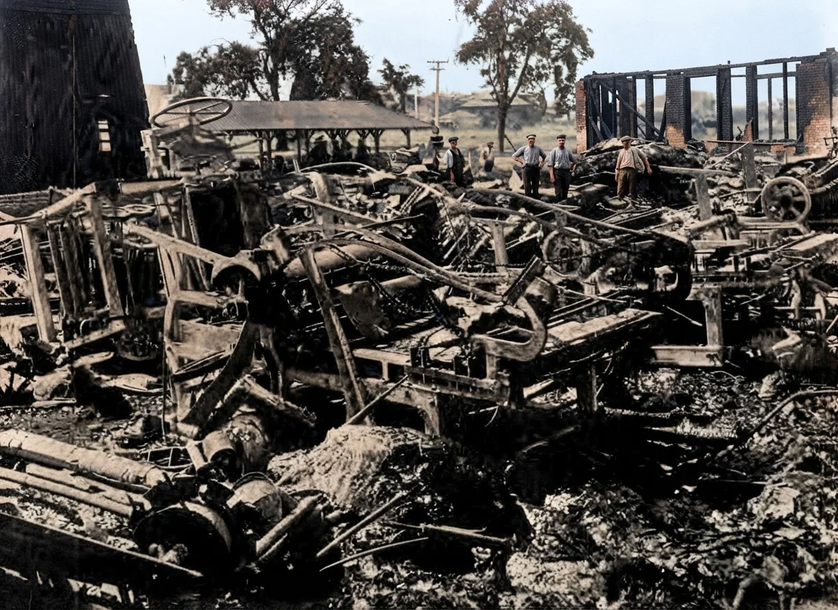 A VIEW OF THE BURNED INTERIOR.