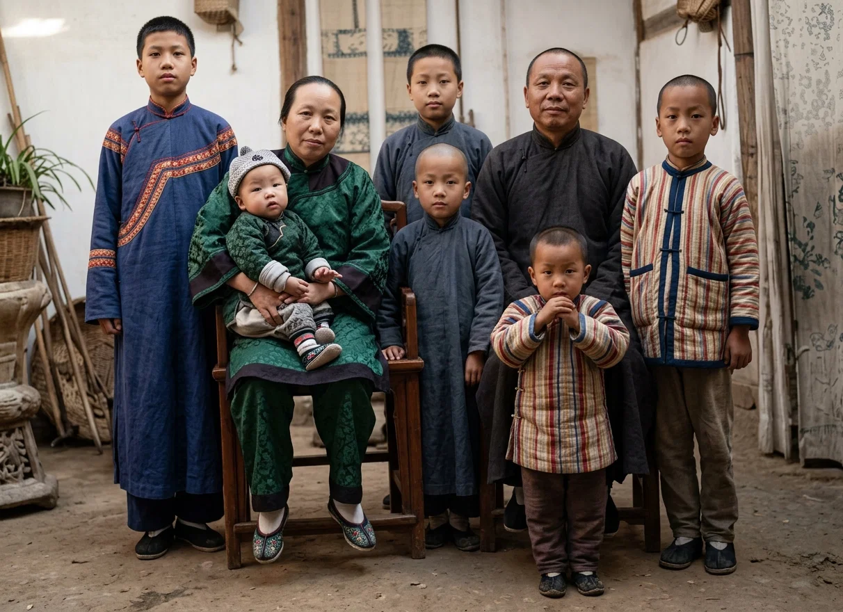 BROTHER HUNG, OUR NATIVE WORKER IN CHOW CHOW FU, NEAR SWATOW, AND HIS FAMILY