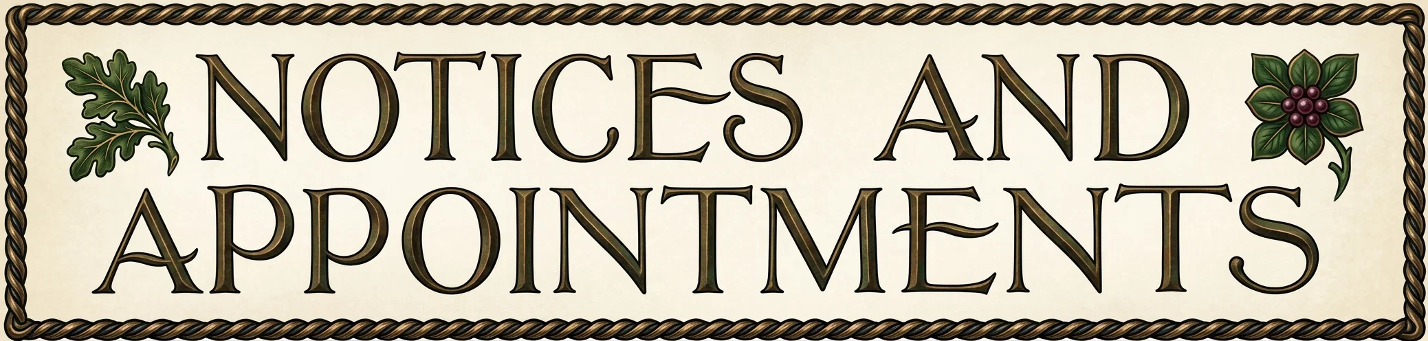 NOTICES AND APPOINTMENTS
