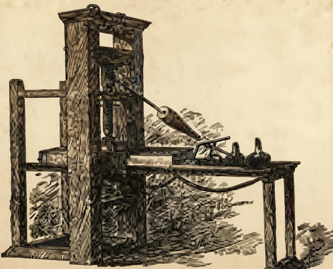 The old Ephrata Seventh-day Baptist press on which the Declaration of Independence was first printed.