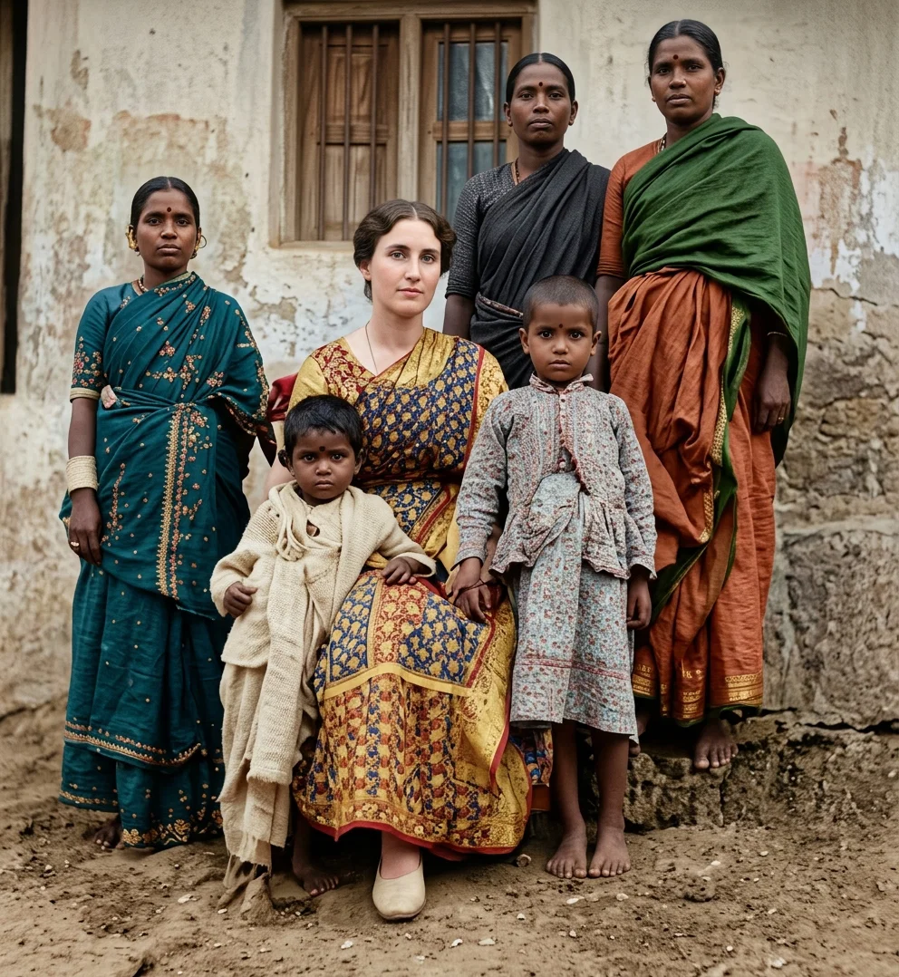 MISS SHRYOCK, WITH WOMEN AND CHILDREN