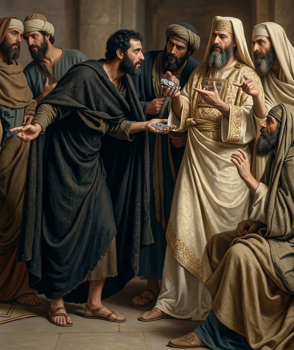JUDAS SELLING "THE MAN CHRIST JESUS."