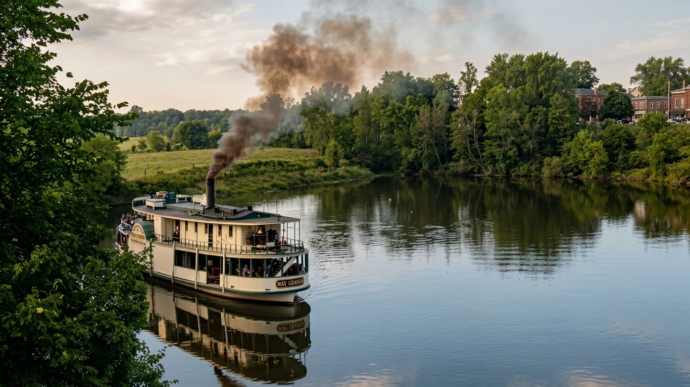 STEAMER “MAY GRAHAM” AT EMMANUEL COLLEGE LANDING.