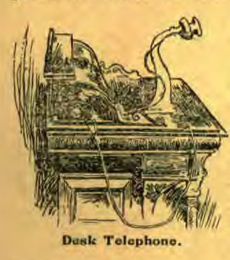 Engraving of a desk telephone