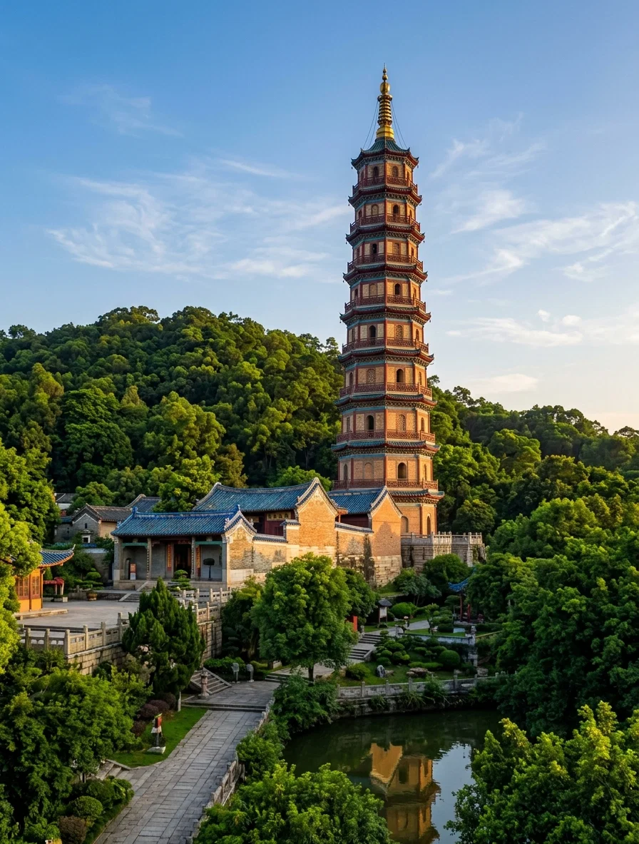 Pagoda, Temple, and Monastery near Canton, China