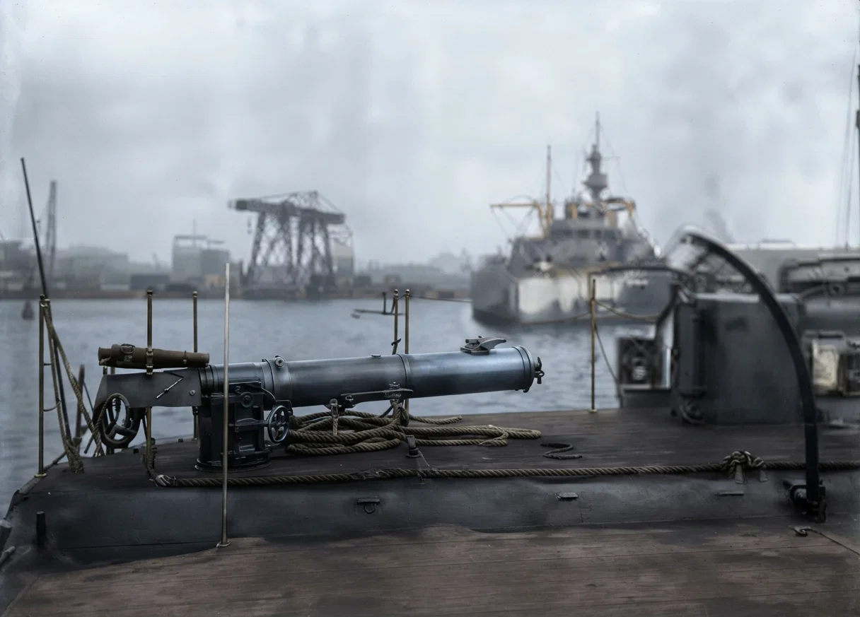 Torpedo-tube on the deck of a torpedo-boat. Whole number of torpedo-boats 36.