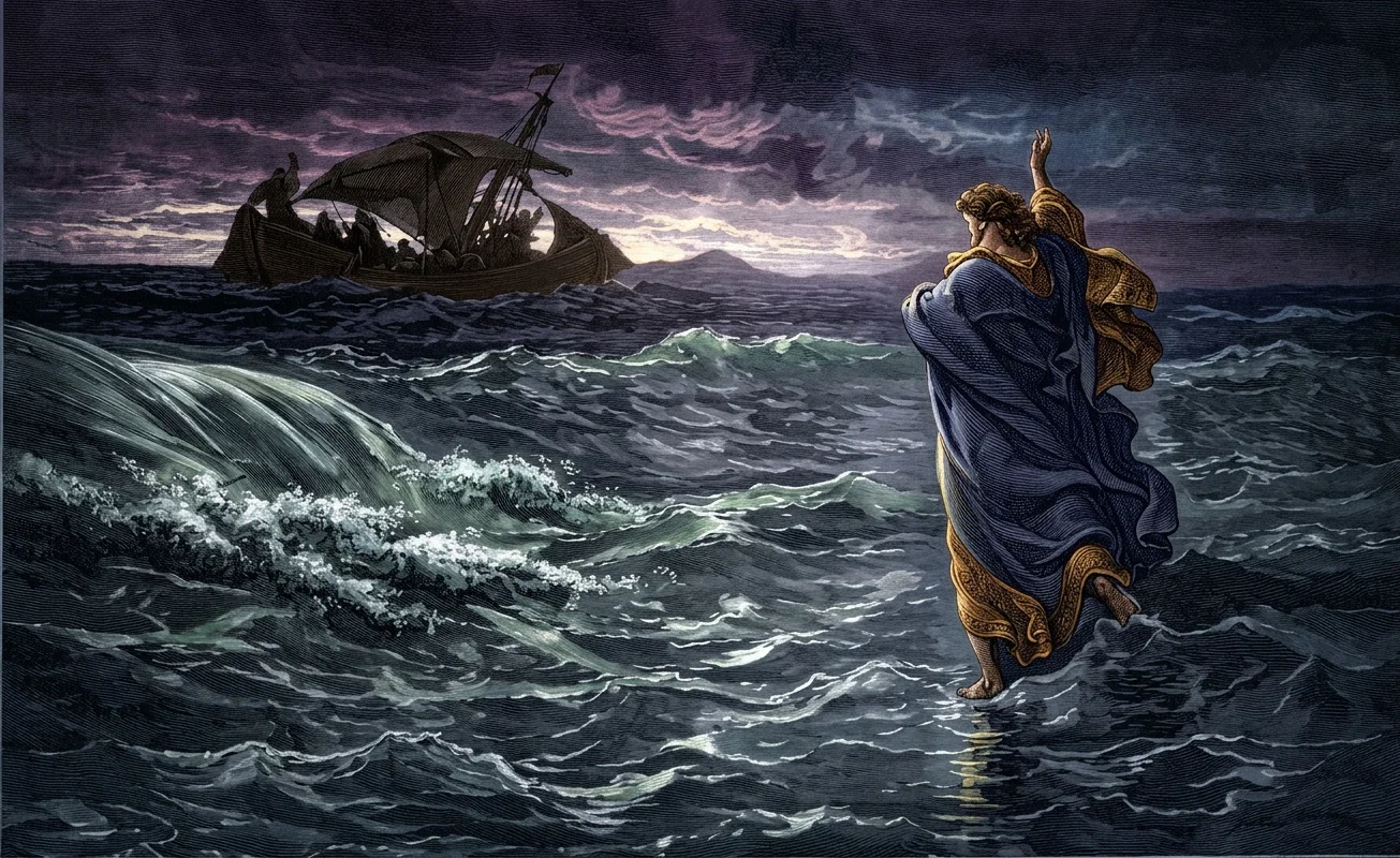 “But what joy succeeds the fear, as they recognize the form of the Master treading the stormy sea as tho it were the firm earth, and hear His well-known voice saying, ‘Be of good cheer; it is I; be not afraid.’”