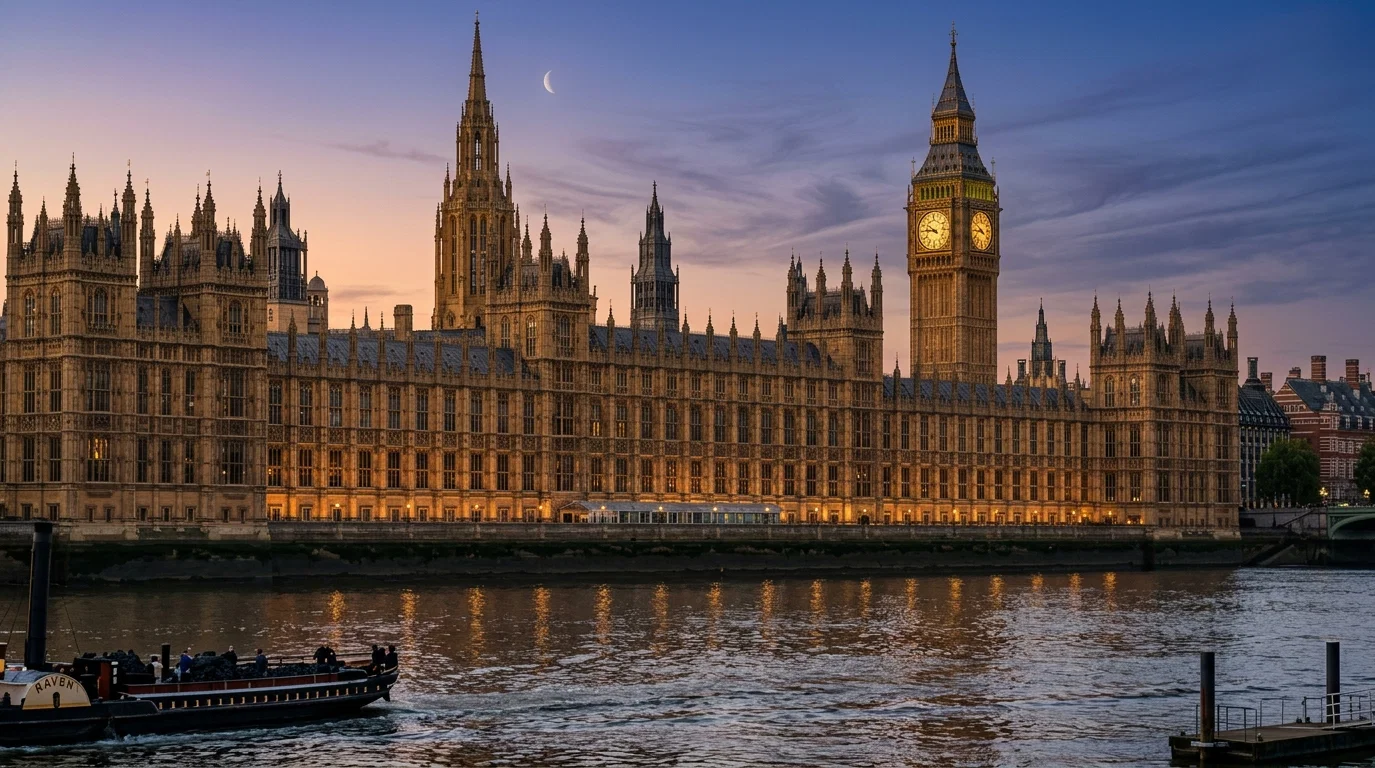 Houses of Parliament from the Thames.