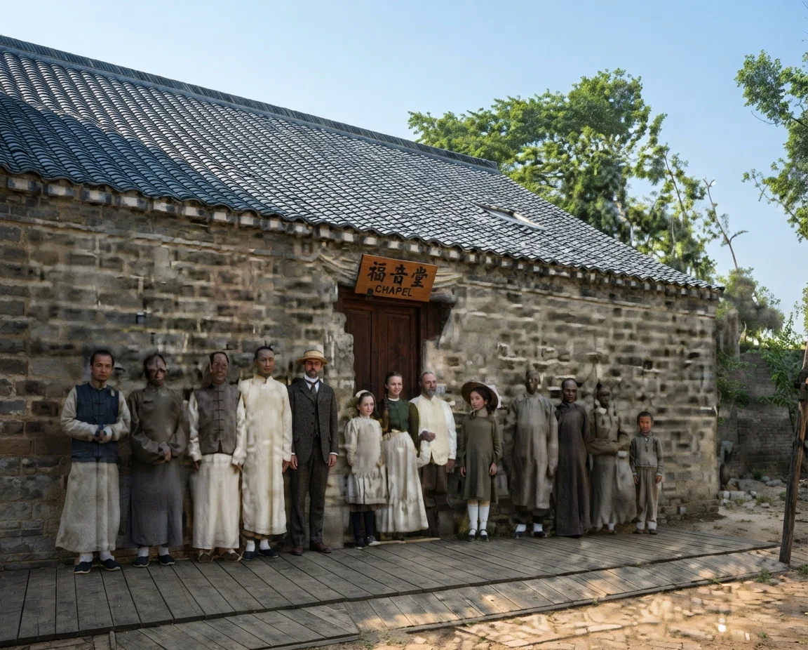 The front of our chapel in Nanking. Brother Pilquist and family in the center, Brother Allum at the left. Others are native colporteurs from Homan for this occasion. They are all hard workers and earnest Christians.