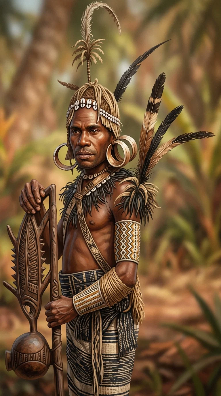 Solomon Island Warrior with Totem.