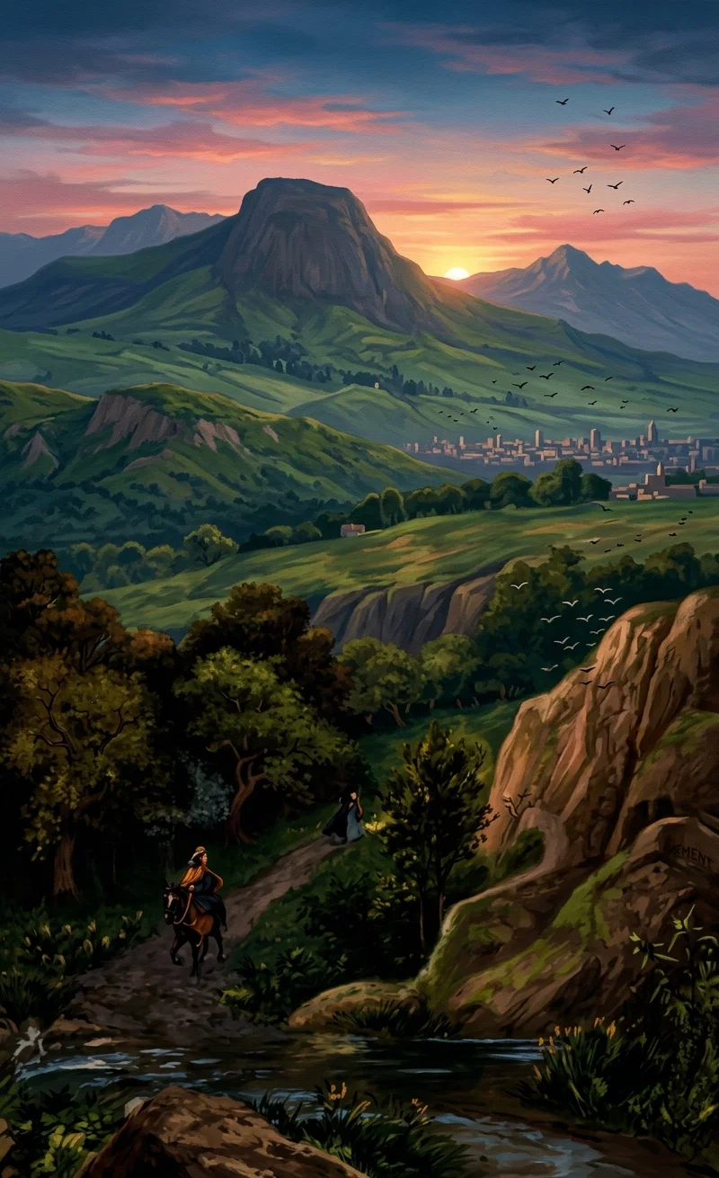 The belated traveler hurrying to reach the city gate before the going down of the sun.