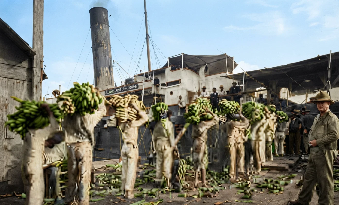 LOADING BANANAS ON THE STEAMER — JAMAICA