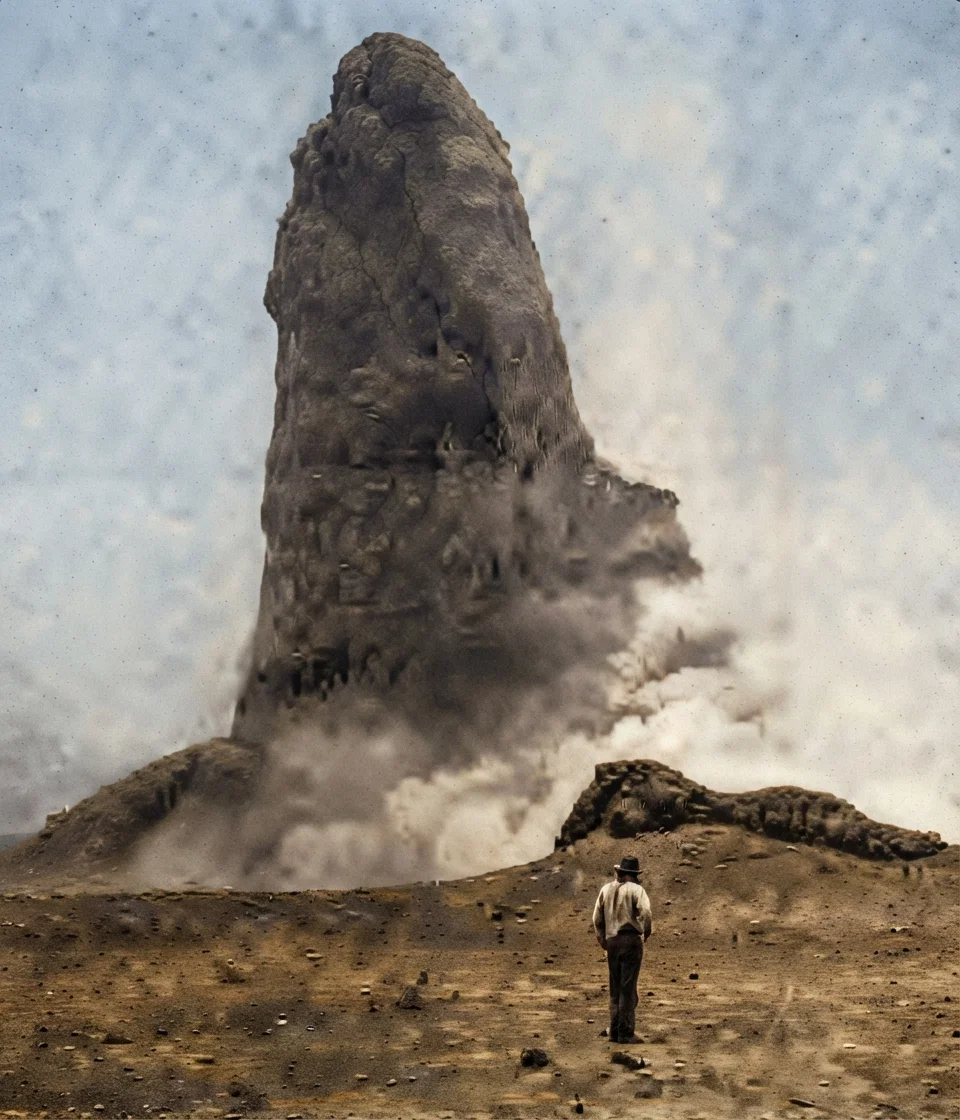 Courtesy of the Scientific American. A Cone Pushed Up from the Interior of Mount Pelee.