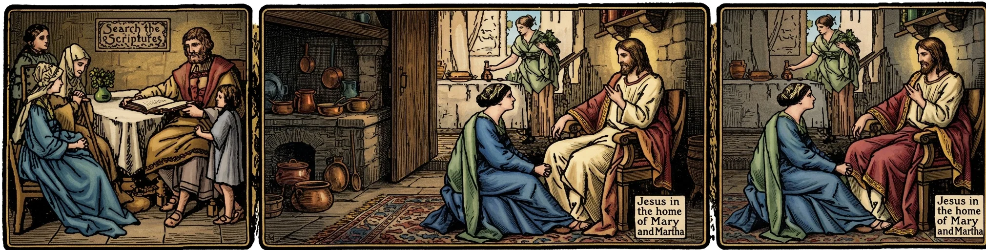 Jesus in the home of Mary and Martha
