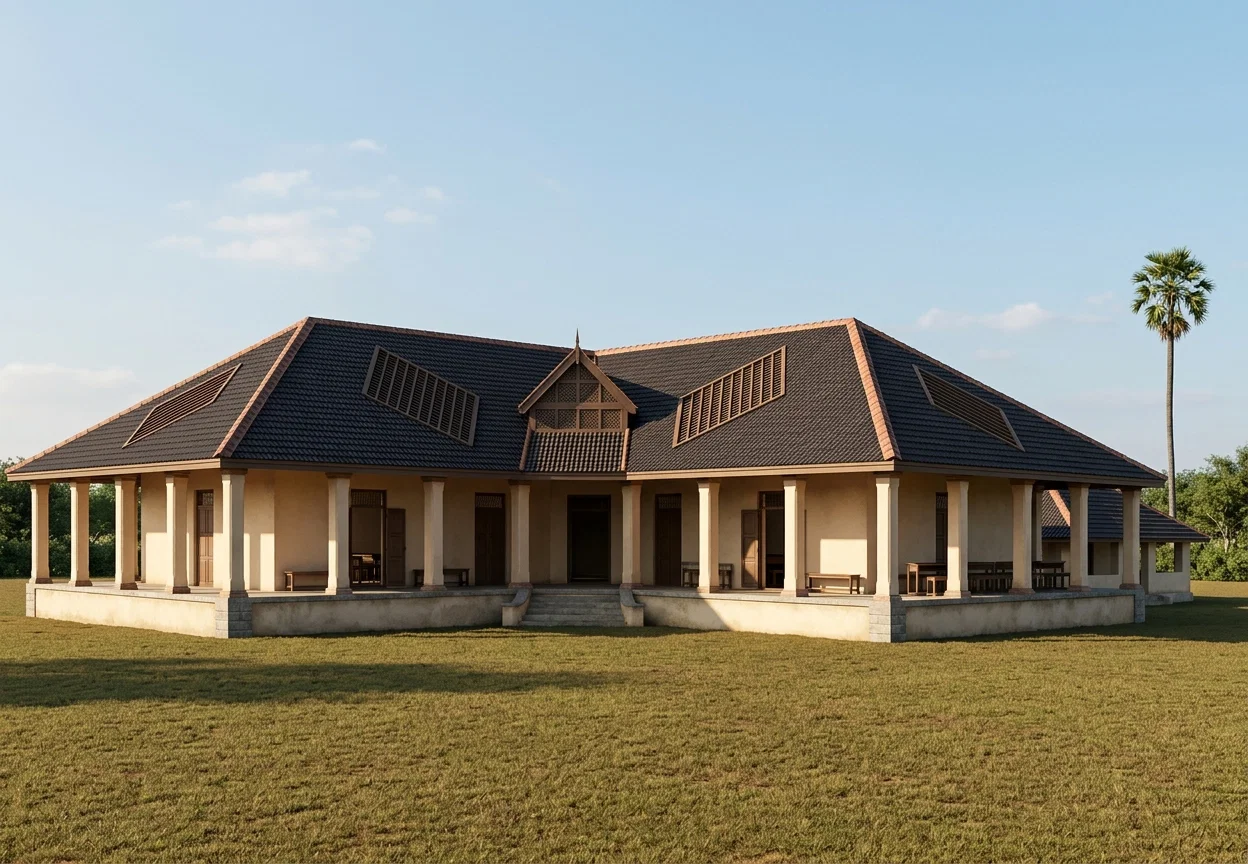 CHURCH AND SCHOOL BUILDING, RECENTLY ERECTED IN TINNEVELLI DISTRICT
