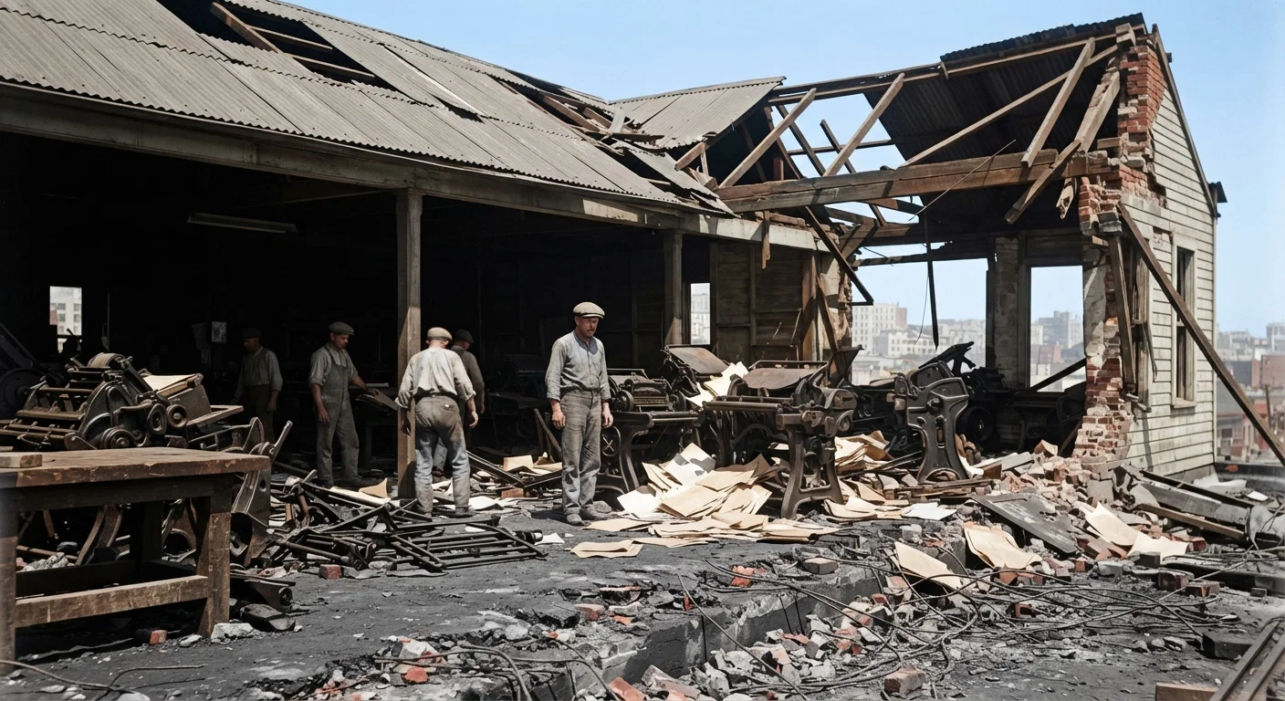 Pacific Press Folding-room as Exposed by the Earthquake.