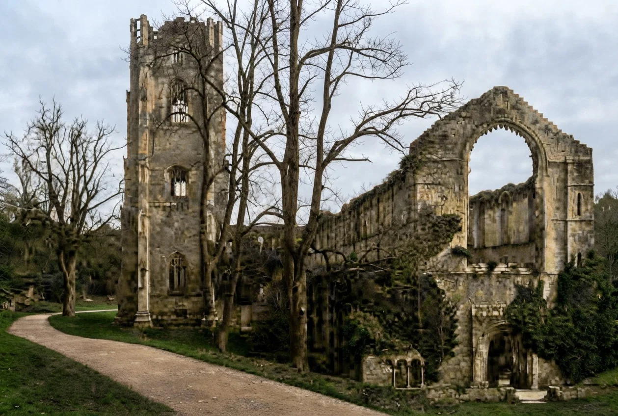 FOUNTAINS ABBEY WEST FRONT AND TOWER