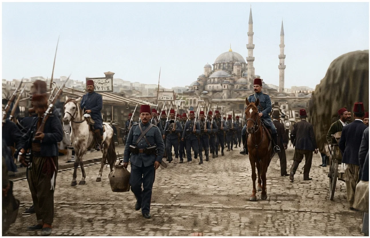 Infantry passing the Nero Bridge