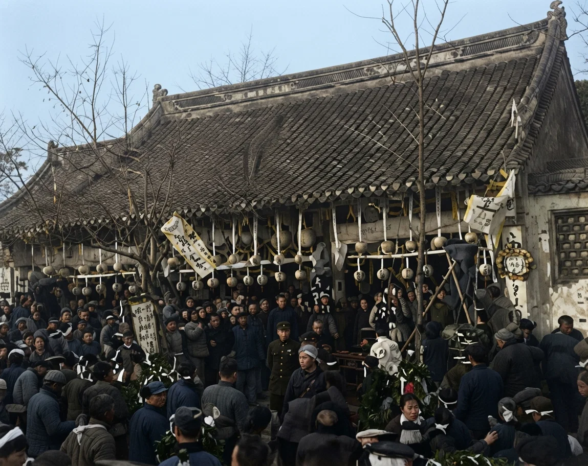 A memorial service in the Shanghai native city, held in honor of those killed during the attack on Nanking