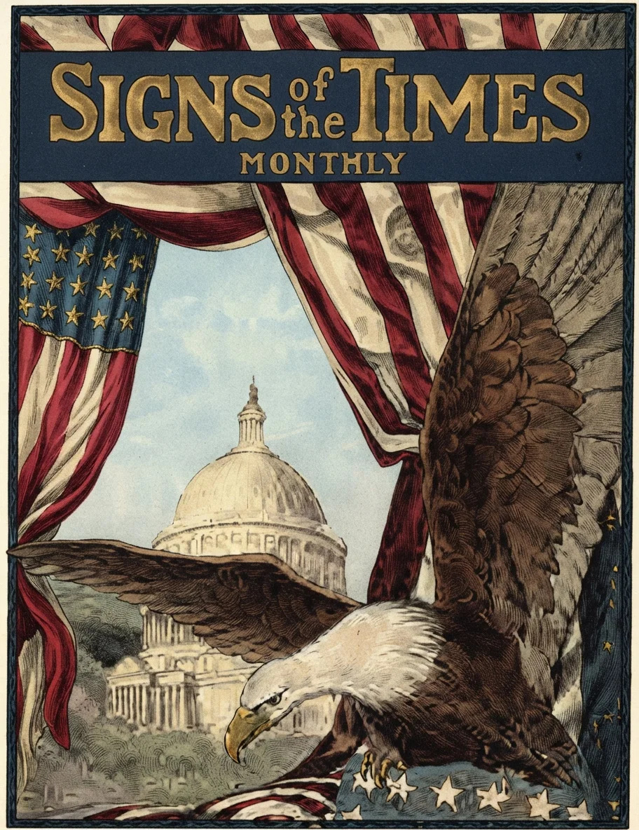 A striking cover design in red, white, and blue Will make friends for itself on sight.