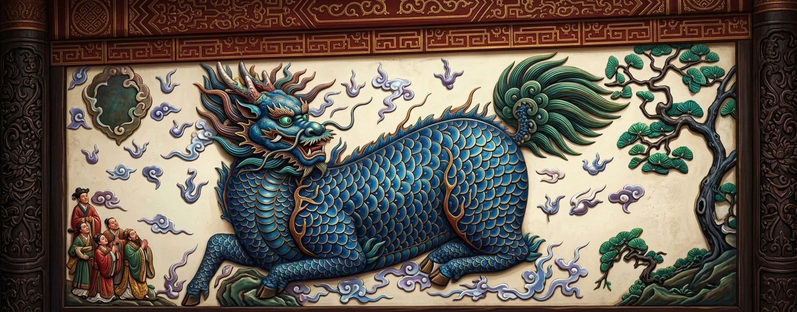 Dragon Picture over Chinese Gateway. Supposed to Frighten away Demons.