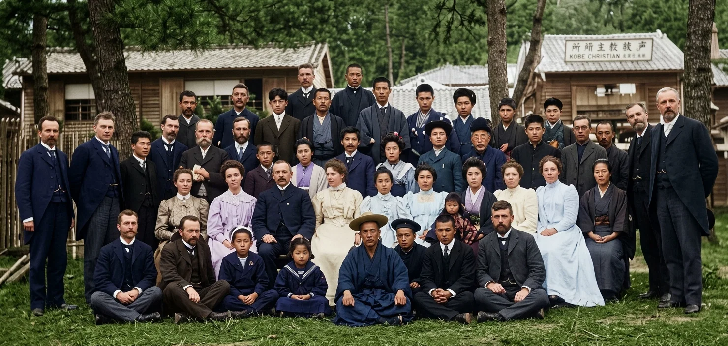 A COMPANY OF MISSIONARIES AND JAPANESE CHRISTIANS AT THE KOBE CONFERENCE