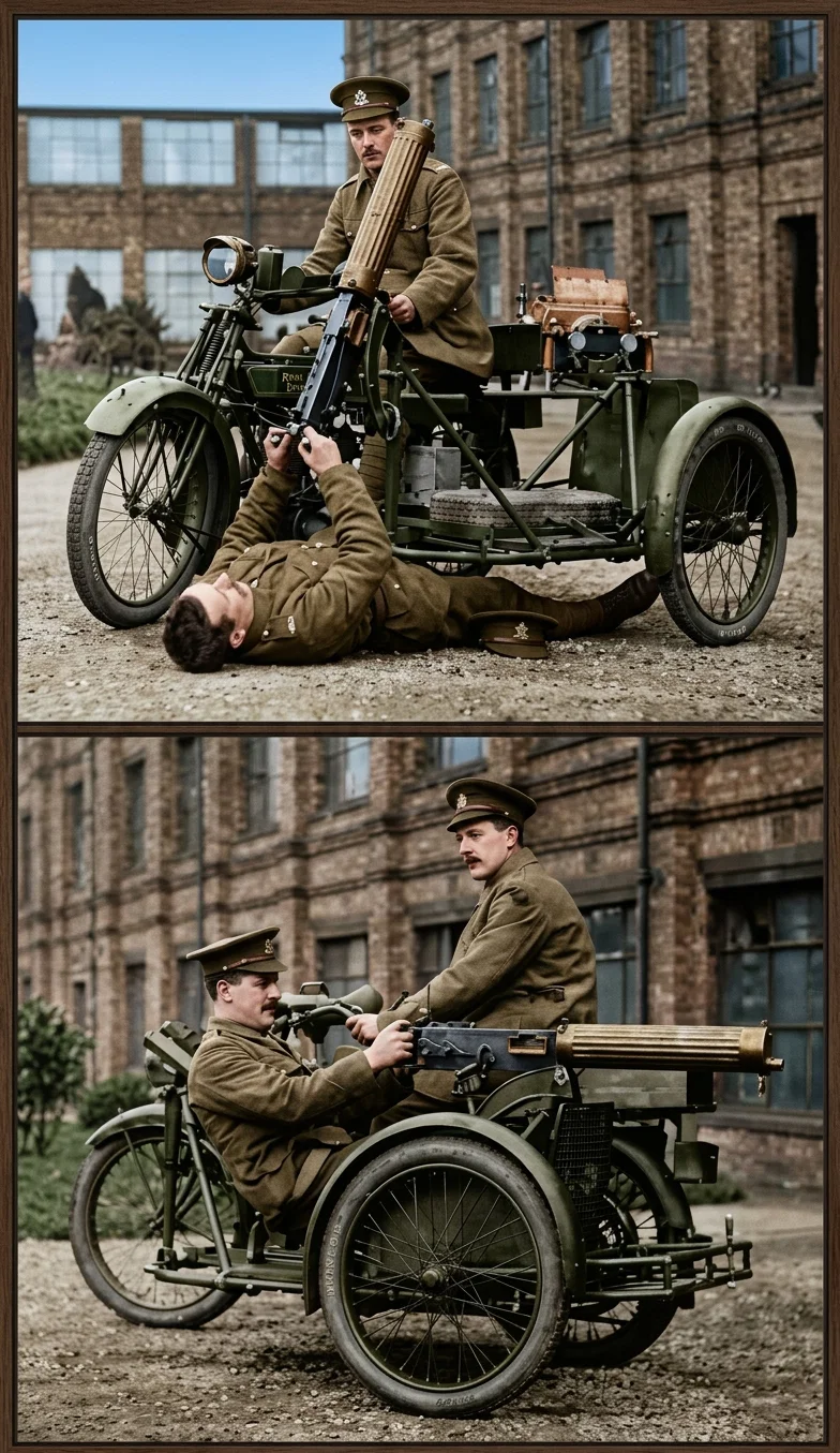© International News Service
MACHINE GUN Motor Cycles