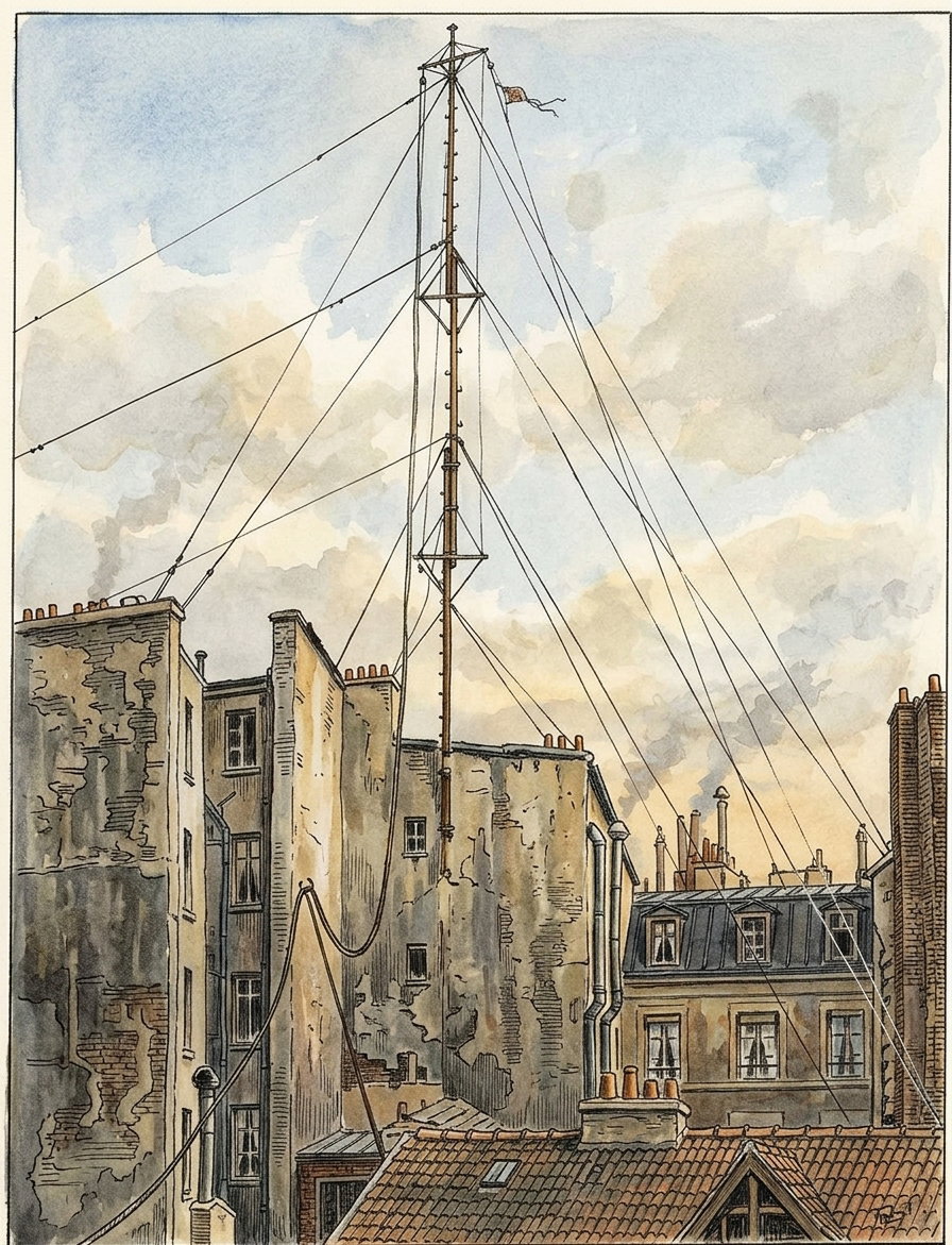 Mast of a wireless telegraph station