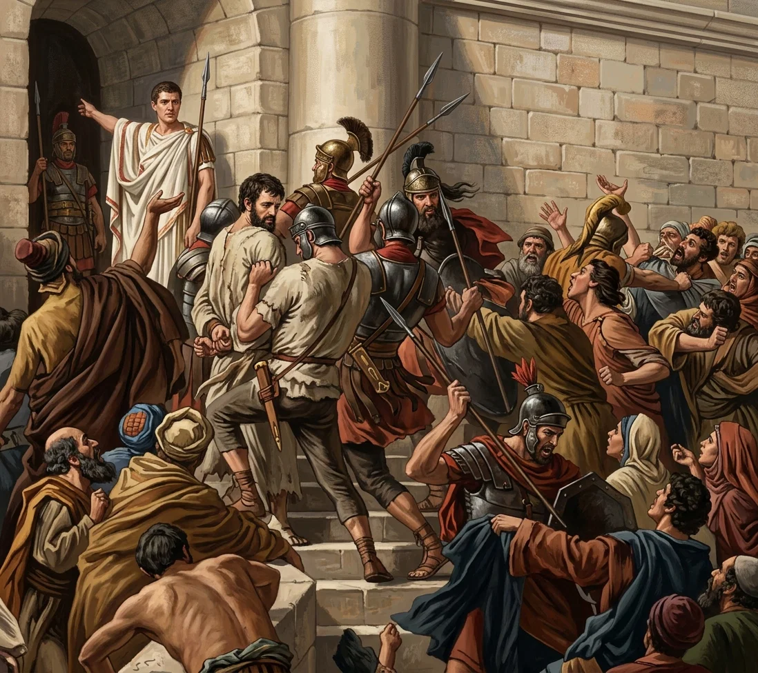 PAUL ARRESTED IN JERUSALEM. ACTS 21:34, 35.