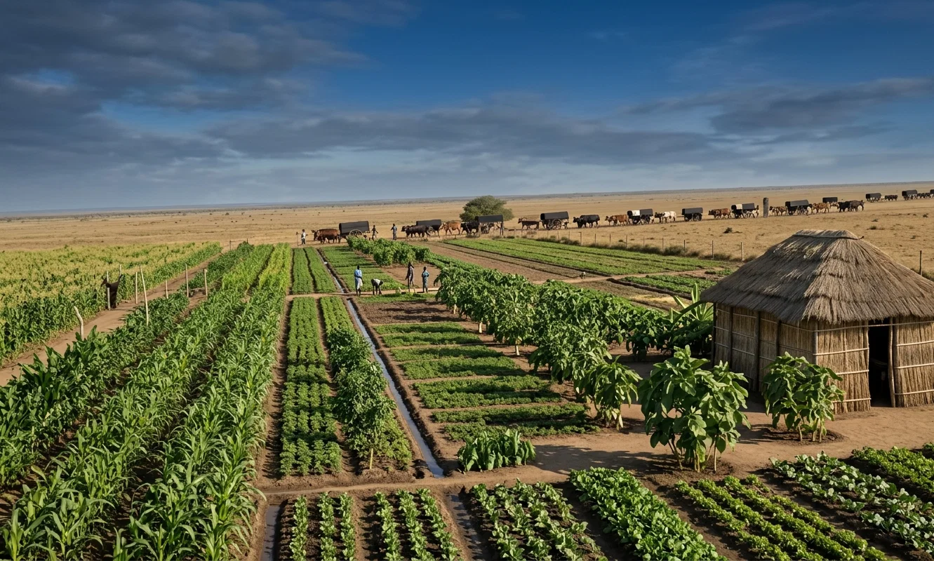 A VIEW ON THE BAROTSELAND MISSION FARM, PEMBA, NORTHWEST RHODESIA