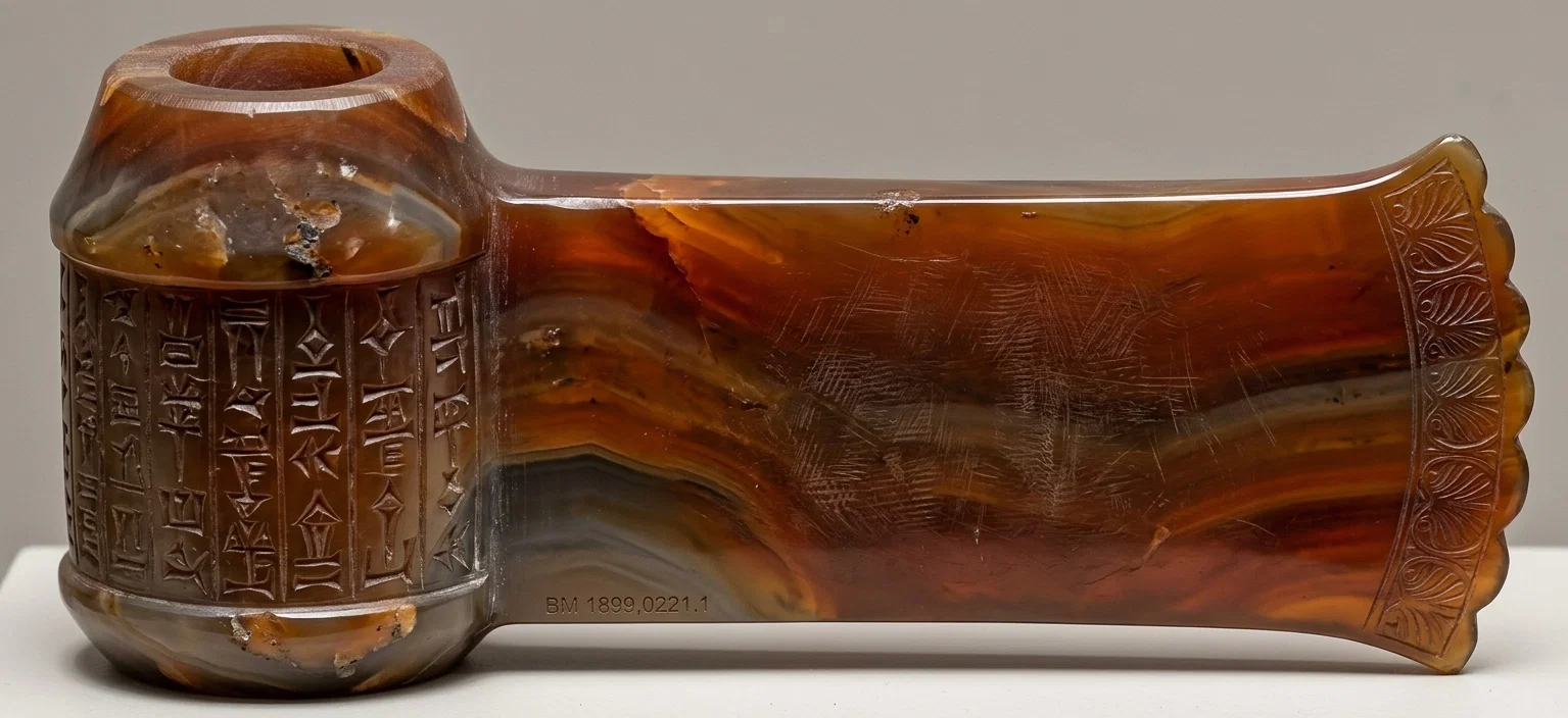 A flint instrument, supposedly used for impressing characters on moist clay.
