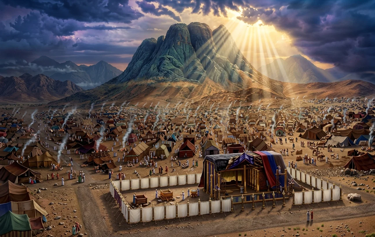 THE SANCTUARY AND COURT IN PROCESS OF ERECTION BEFORE MT. SINAI