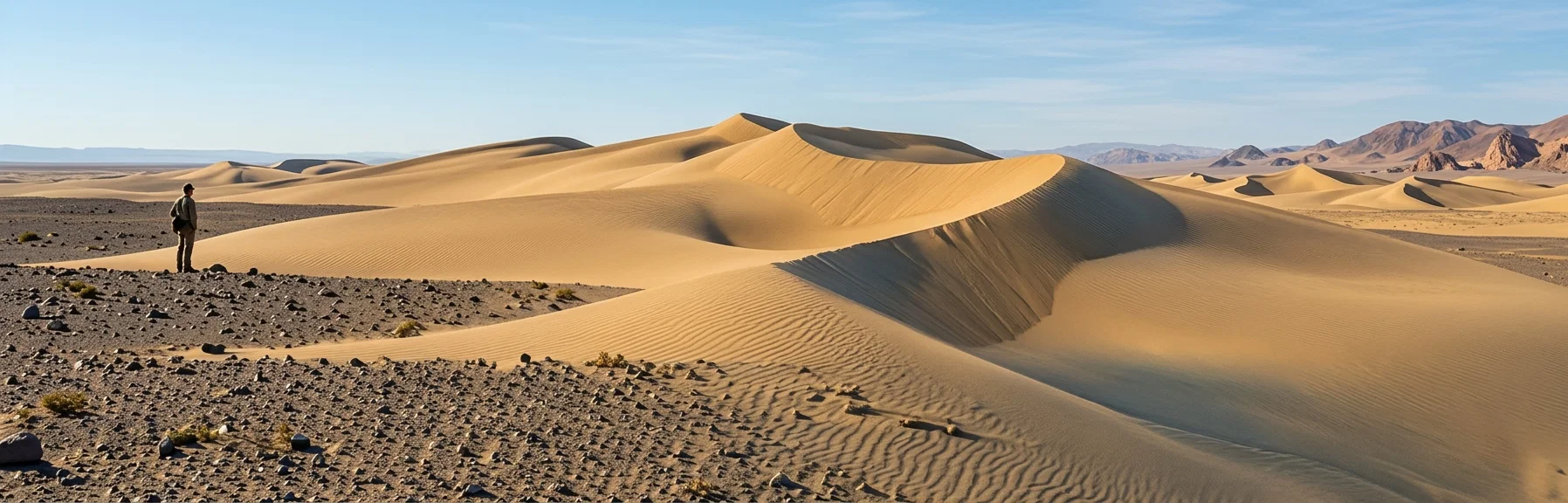 Photo by F. G. Hinkley
One of the many moving sand piles in Peru. The crescent is always in the same direction. These great piles of sand are constantly moving.