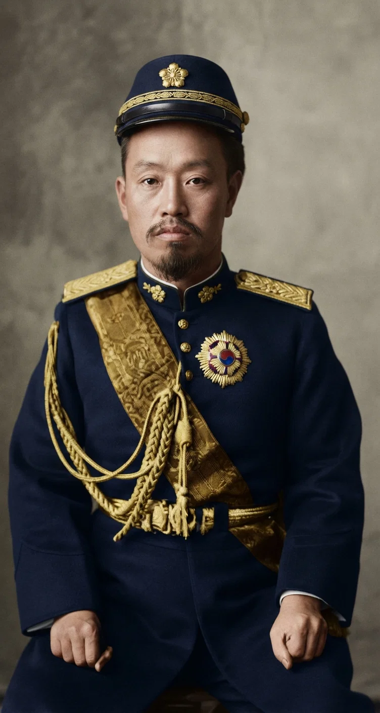 Yi Syk, the last Emperor of Korea, who has abdicated to Japan