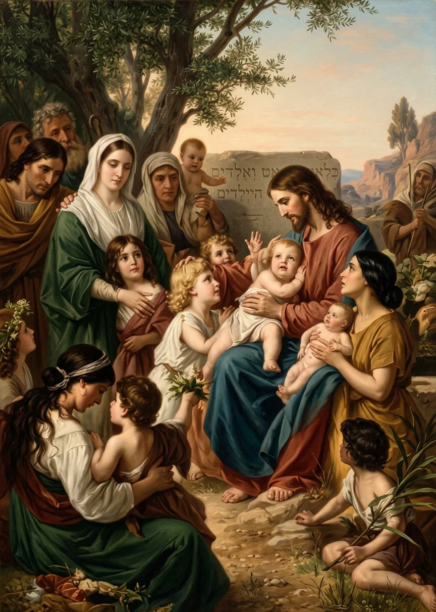 CHRIST BLESSING THE CHILDREN. Plockhorst