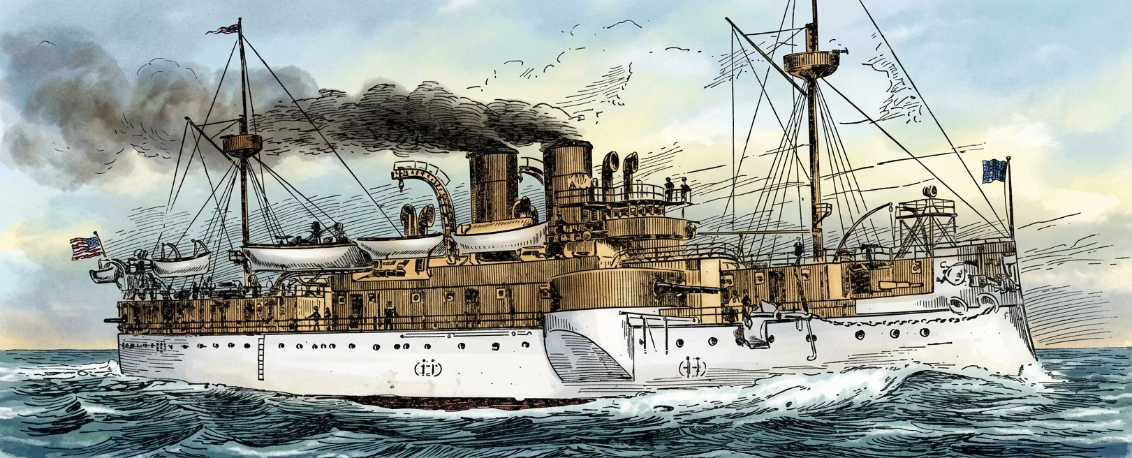 The Battle-ship Maine at Full Speed on Her Last Trip. (Reproduced from the "Scientific American.")