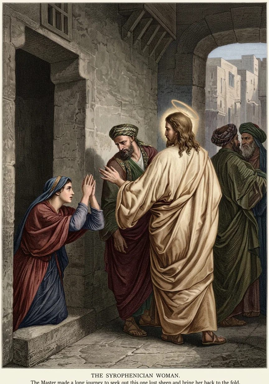 THE SYROPHENICIAN WOMAN. The Master made a long journey to seek out this one lost sheep and bring her back to the fold.