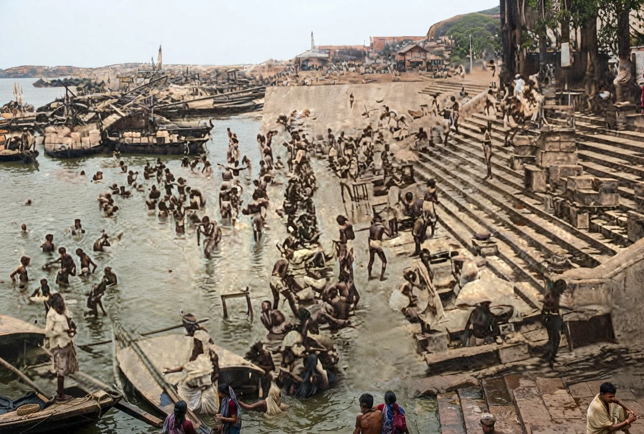 Bathing on the Hooghly, Calcutta, India