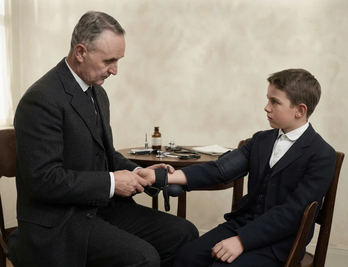 DR. KRESS TESTING THE DEGREE TO WHICH SMOKING HAS AFFECTED A BOY'S HEART ACTION