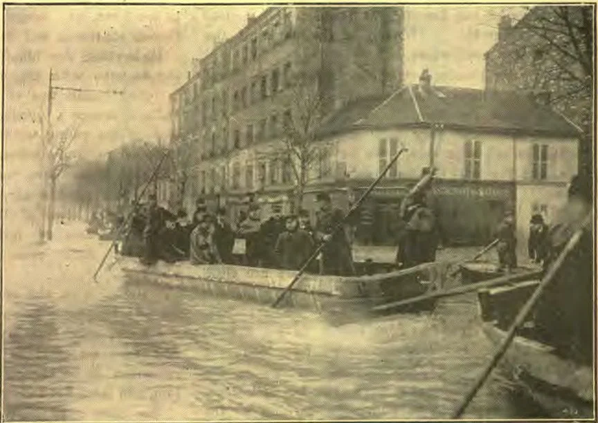 M. Fallieres accompanied by MM. Briand, Millerand, and Lepine visiting and viewing conditions at Ivry