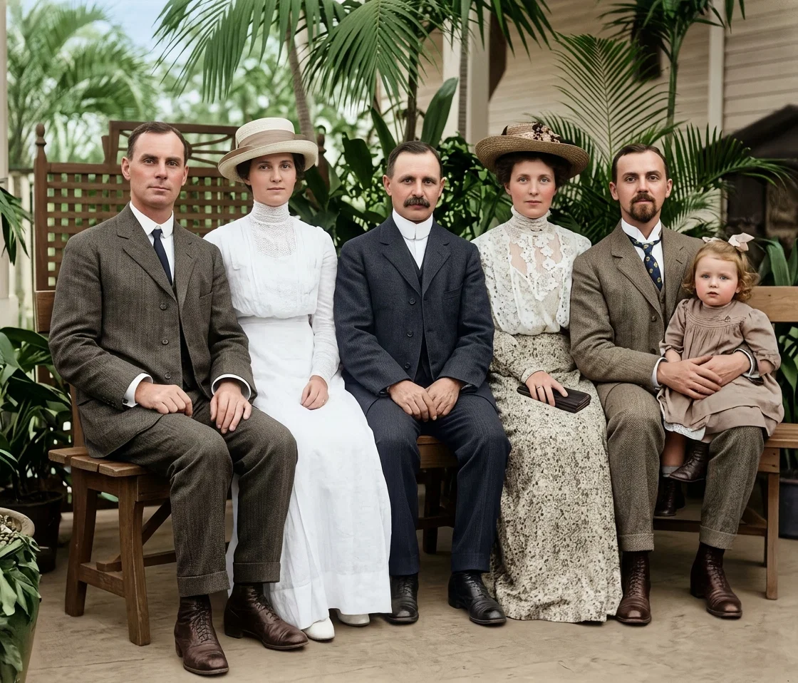 WORKERS IN SINGAPORE
From left: Brother and Sister H. E. Sharp, F. A. Detamore,
Sister and Brother J. Van de Groep.