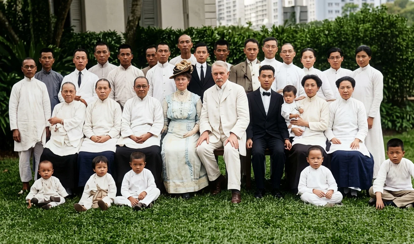 ELDER AND MRS. A. G. DANIELLS, WITH THE MEMBERS OF THE CHINESE CHURCH, SINGAPORE
