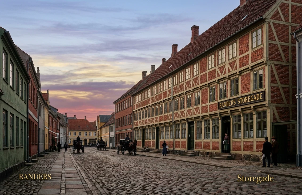 A STREET SCENE IN RANDERS, DENMARK