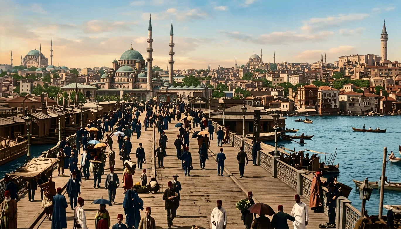 MAIN BRIDGE ACROSS THE GOLDEN HORN, CONSTANTINOPLE