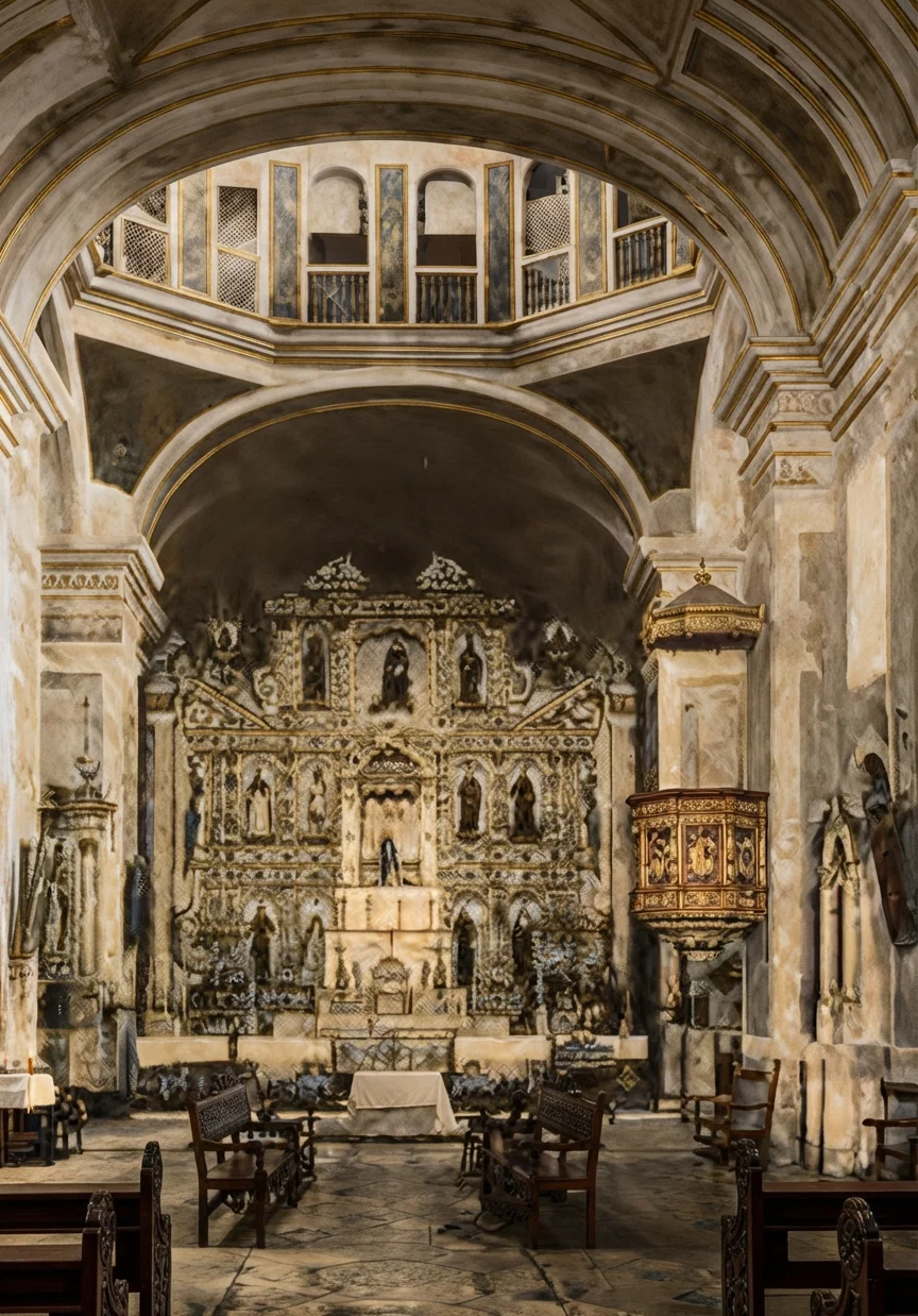 INTERIOR OF CHURCH, SANTA ANA, P. I.
