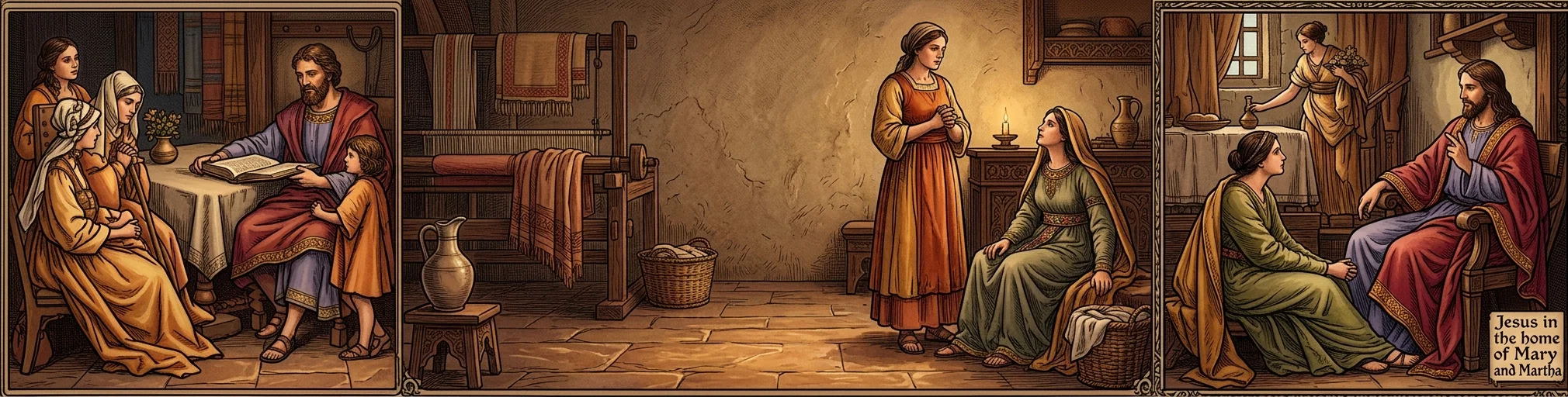 Jesus in the home of Mary and Martha