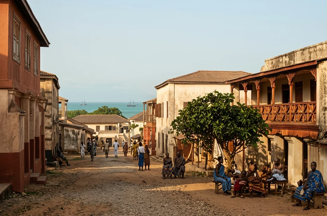 STREET SCENE, CAPE COAST CASTLE, WEST AFRICA
