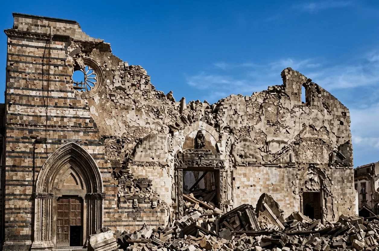 THE CATHEDRAL OF MESSINA AFTER THE EARTHQUAKE.